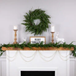 Northlight 15' Gold Lame Beaded Artificial Christmas Garland - Unlit -Christmas Decor Sale northlight ys28265 styled20on20fireplace 58972.1686403319