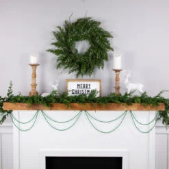 Northlight 15' Shiny Metallic Green Beaded Christmas Garland - Unlit -Christmas Decor Sale northlight ys28275 styled20on20fireplace 26385.1686143934