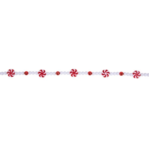 Northlight 9' Red And White Peppermint Candy Beaded Christmas Garland, Unlit 7 Northlight 9' Red And White Peppermint Candy Beaded Christmas Garland, Unlit - Image 5