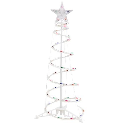 Northlight Lighted Spiral Cone Tree Outdoor Christmas Decoration - 3' - White - Multi Lights 4 Northlight Lighted Spiral Cone Tree Outdoor Christmas Decoration - 3' - White - Multi Lights - Image 2