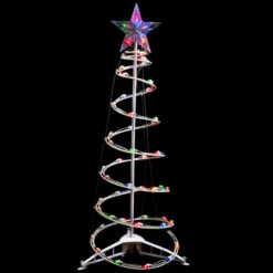 Northlight Lighted Spiral Cone Tree Outdoor Christmas Decoration - 3' - White - Multi Lights