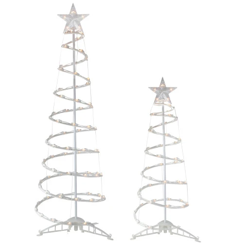 Northlight Set Of 2 Lighted Clear Outdoor Spiral Christmas Cone Trees 4', 6' 4 Northlight Set Of 2 Lighted Clear Outdoor Spiral Christmas Cone Trees 4', 6' - Image 2
