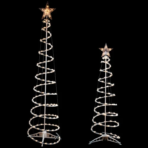 Northlight Set Of 2 Lighted Clear Outdoor Spiral Christmas Cone Trees 4', 6' 3 Northlight Set Of 2 Lighted Clear Outdoor Spiral Christmas Cone Trees 4', 6'
