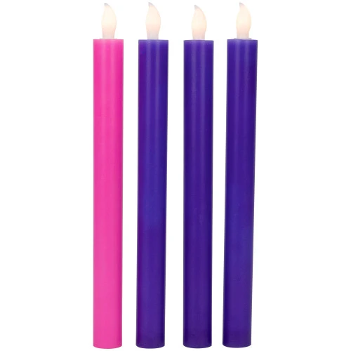 Northlight Set Of 4 Purple And Pink Flickering LED Christmas Advent Wax Taper Candles 9.5" 3 Northlight Set Of 4 Purple And Pink Flickering LED Christmas Advent Wax Taper Candles 9.5"