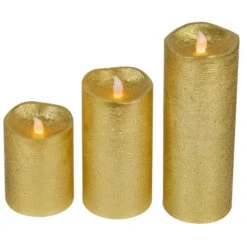 Northlight LED Brushed Flameless Christmas Pillar Candles - 8" - Gold Finish - Set Of 3 11 Northlight LED Brushed Flameless Christmas Pillar Candles - 8" - Gold Finish - Set Of 3 -Christmas Decor Sale northlight yw95052 02 39530.1710358385