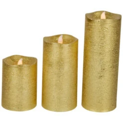 Northlight LED Brushed Flameless Christmas Pillar Candles - 8" - Gold Finish - Set Of 3 12 Northlight LED Brushed Flameless Christmas Pillar Candles - 8" - Gold Finish - Set Of 3 -Christmas Decor Sale northlight yw95052 03 50882.1710358385