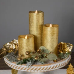 Northlight LED Brushed Flameless Christmas Pillar Candles - 8" - Gold Finish - Set Of 3 10 Northlight LED Brushed Flameless Christmas Pillar Candles - 8" - Gold Finish - Set Of 3 -Christmas Decor Sale northlight yw95052 styled 02 81643.1710358385