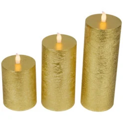 Northlight LED Flickering Flameless Pillar Christmas Candles - 8.75" - Gold - Set Of 3 11 Northlight LED Flickering Flameless Pillar Christmas Candles - 8.75" - Gold - Set Of 3 -Christmas Decor Sale northlight yw95065 02 03754.1697214361