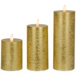 Northlight LED Flickering Flameless Pillar Christmas Candles - 8.75" - Gold - Set Of 3 12 Northlight LED Flickering Flameless Pillar Christmas Candles - 8.75" - Gold - Set Of 3 -Christmas Decor Sale northlight yw95065 03 81306.1697214362