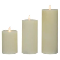 Northlight LED Flickering Flameless Pillar Candles - 8.75" - Cream - Set Of 3 -Christmas Decor Sale northlight yw95067 03 83703.1697214362