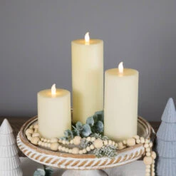 Northlight LED Flickering Flameless Pillar Candles - 8.75" - Cream - Set Of 3 -Christmas Decor Sale northlight yw95067 styled 02 73898.1697214362