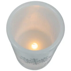 Northlight LED Flameless Flickering Wax Pillar Snowflake Christmas Candles - 6" - Set Of 3 -Christmas Decor Sale northlight yw95071 05 04834.1697214361