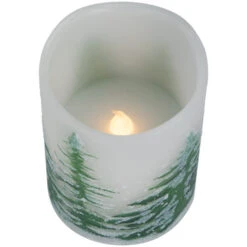 Northlight LED Flameless Frosted Pines Flickering Wax Pillar Christmas Candles - 6" - Set Of 3 -Christmas Decor Sale northlight yw95072 03 20541.1697473587