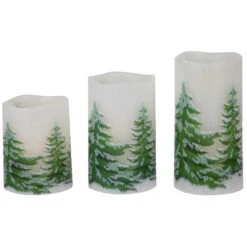Northlight LED Flameless Frosted Pines Flickering Wax Pillar Christmas Candles - 6" - Set Of 3 -Christmas Decor Sale northlight yw95072 04 20378.1697473587