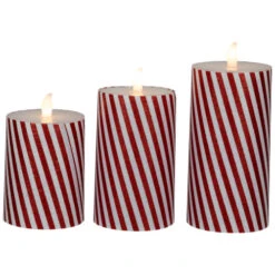 Northlight LED Flickering Flameless Candy Cane Striped Christmas Wax Pillar Candles - 6" - Set Of 3 -Christmas Decor Sale northlight yw95074 03 59907.1697214332