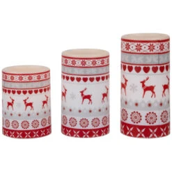 Northlight LED Flameless Flickering Nordic Reindeer Wax Pillar Christmas Candles - 6" - Set Of 3