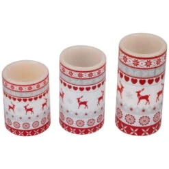Northlight LED Flameless Flickering Nordic Reindeer Wax Pillar Christmas Candles - 6" - Set Of 3 12 Northlight LED Flameless Flickering Nordic Reindeer Wax Pillar Christmas Candles - 6" - Set Of 3 -Christmas Decor Sale northlight yw95075 02 19162.1697473588