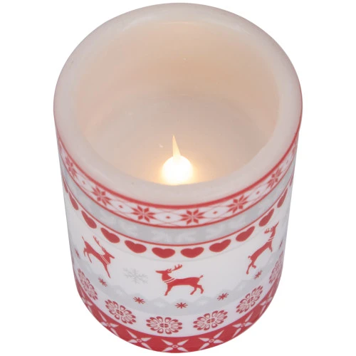 Northlight LED Flameless Flickering Nordic Reindeer Wax Pillar Christmas Candles - 6" - Set Of 3 8 Northlight LED Flameless Flickering Nordic Reindeer Wax Pillar Christmas Candles - 6" - Set Of 3 - Image 6