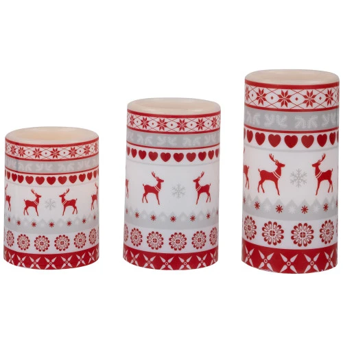 Northlight LED Flameless Flickering Nordic Reindeer Wax Pillar Christmas Candles - 6" - Set Of 3 9 Northlight LED Flameless Flickering Nordic Reindeer Wax Pillar Christmas Candles - 6" - Set Of 3 - Image 7