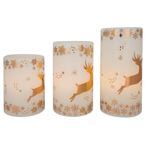 Northlight LED Reindeer Flameless Flickering Wax Pillar Christmas Candles - 6" - Set Of 3 7 Northlight LED Reindeer Flameless Flickering Wax Pillar Christmas Candles - 6" - Set Of 3 - Image 5