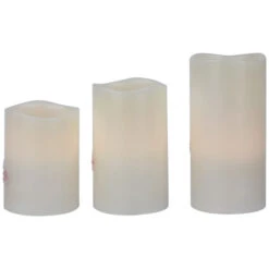 Northlight LED Flameless Frosted "Merry Christmas" Wax Pillar Candles - 6" - Set Of 3 -Christmas Decor Sale northlight yw95077 04 26931.1697473594