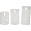 Northlight LED Flameless Flickering Snowy Woodland Glass Christmas Pillar Candles - 6" - Set Of 3