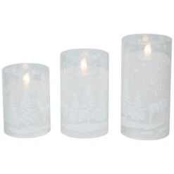 Northlight LED Flameless Flickering Snowy Woodland Glass Christmas Pillar Candles - 6" - Set Of 3 13 Northlight LED Flameless Flickering Snowy Woodland Glass Christmas Pillar Candles - 6" - Set Of 3 -Christmas Decor Sale northlight yw95078 03 15959.1697473594