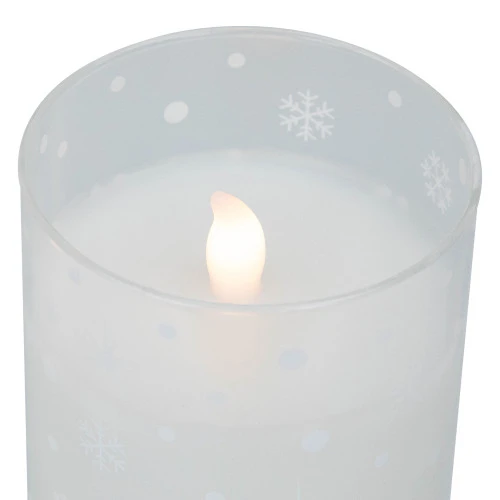 Northlight LED Flameless Flickering Snowy Woodland Glass Christmas Pillar Candles - 6" - Set Of 3 9 Northlight LED Flameless Flickering Snowy Woodland Glass Christmas Pillar Candles - 6" - Set Of 3 - Image 7