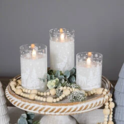 Northlight LED Flameless Flickering Snowy Woodland Glass Christmas Pillar Candles - 6" - Set Of 3 11 Northlight LED Flameless Flickering Snowy Woodland Glass Christmas Pillar Candles - 6" - Set Of 3 -Christmas Decor Sale northlight yw95078 styled 02 48984.1697473594
