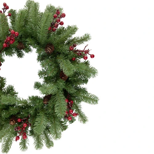 Northlight Real Touch™? Noble Fir With Berries Artificial Christmas Wreath - Unlit - 24" 6 Northlight Real Touch™? Noble Fir With Berries Artificial Christmas Wreath - Unlit - 24" - Image 4