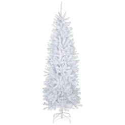 Northlight 6.5’ Pre-Lit Slim Geneva White Spruce Artificial Christmas Tree, Blue Lights