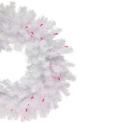 Northlight Pre-Lit Geneva White Spruce Artificial Christmas Wreath, 24-Inch, Pink Lights -Christmas Decor Sale northlight z92378 2 updated2022 92117.1709320416