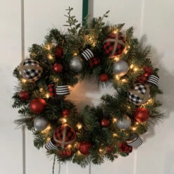 Northlight Mixed Beaver Pine Artificial Christmas Wreath, 24-Inch, Clear Lights -Christmas Decor Sale northlight z92834 cxpic 01277.1668760562