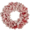 Northlight Pre-Lit Flocked Red Artificial Christmas Wreath, 24-Inch, Clear Lights
