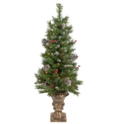 Northlight Pre-Lit Battery Operated Frosted Verona Berry Pine Artificial Christmas Set - 5-Piece - Clear Lights -Christmas Decor Sale northlight z94032 tree 40175.1661885755