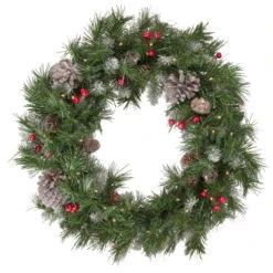 Northlight Pre-Lit Battery Operated Frosted Verona Berry Pine Artificial Christmas Set - 5-Piece - Clear Lights -Christmas Decor Sale northlight z94032 wreath 48036.1661885755