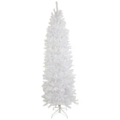 Northlight 7.5' Pre-Lit Rapids White Pine Pencil Artificial Christmas Tree, Clear Lights