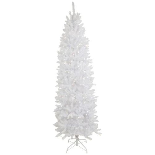 Northlight 7.5' Pre-Lit Rapids White Pine Pencil Artificial Christmas Tree, Clear Lights 3 Northlight 7.5' Pre-Lit Rapids White Pine Pencil Artificial Christmas Tree, Clear Lights