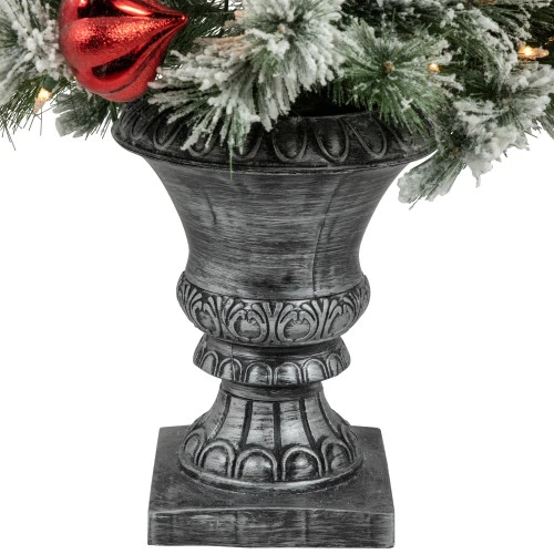 Northlight 4’ Pre-Lit Potted Snowy Bristle Pine Flocked Artificial Christmas Tree, Clear Lights 8 Northlight 4’ Pre-Lit Potted Snowy Bristle Pine Flocked Artificial Christmas Tree, Clear Lights - Image 6