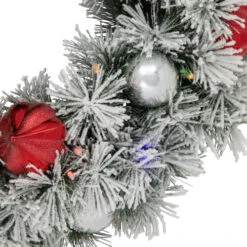 Northlight Pre-Lit Battery Operated Snowy Bristle Pine Christmas Wreath - 24" - Dual Color LED Lights -Christmas Decor Sale northlight z95348 04 48924.1695225154