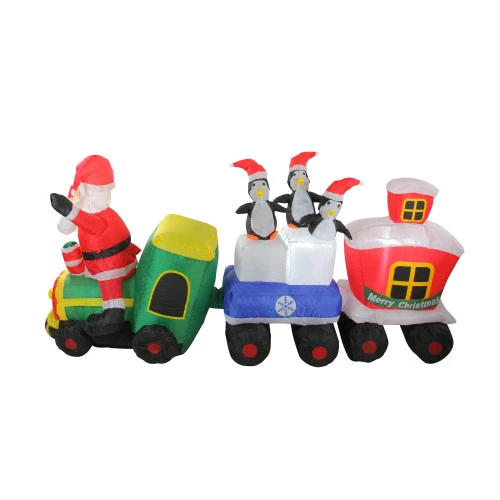Northlight Lighted Santa And Penguins On Train Outdoor Christmas Inflatable - 6.5' 4 Northlight Lighted Santa And Penguins On Train Outdoor Christmas Inflatable - 6.5' - Image 2