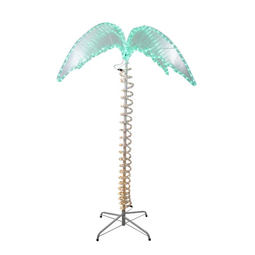 Northlight LED Rope Lighted Palm Tree Outdoor Decoration - 4.5' - Green And Clear Lights 4 Northlight LED Rope Lighted Palm Tree Outdoor Decoration - 4.5' - Green And Clear Lights - Image 2