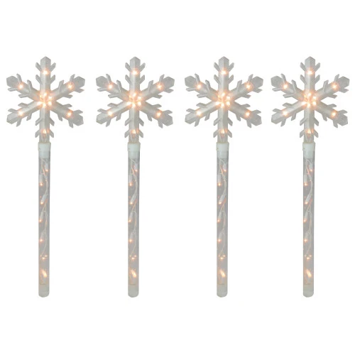 Northlight 4ct Snowflakes Christmas Pathway Marker With Lawn Stakes - Clear Lights 3 Northlight 4ct Snowflakes Christmas Pathway Marker With Lawn Stakes - Clear Lights