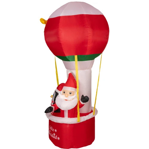 Lighted Inflatable Feliz Navidad Hot Air Balloon Outdoor Christmas Decoration - 7' 5 Lighted Inflatable Feliz Navidad Hot Air Balloon Outdoor Christmas Decoration - 7' - Image 3