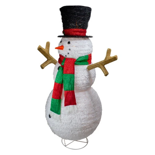 Northlight Lighted Tinsel Snowman Outdoor Christmas Decoration - 60" - Warm White Lights 4 Northlight Lighted Tinsel Snowman Outdoor Christmas Decoration - 60" - Warm White Lights - Image 2