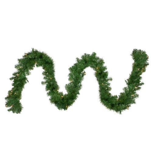 Northlight Pre-Lit Deluxe Windsor Green Pine Christmas Garland - 9' X 18" - Clear Lights 3 Northlight Pre-Lit Deluxe Windsor Green Pine Christmas Garland - 9' X 18" - Clear Lights