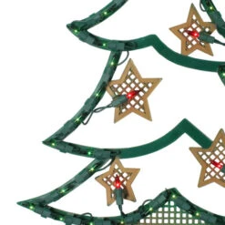 Northlight 17.75" Lighted Green And Gold Christmas Tree With Stars Outdoor Window Silhouette -Christmas Decor Sale northlightys27520 00913.1636546343