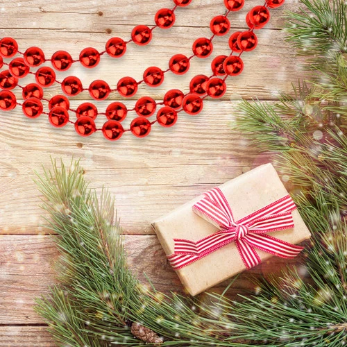 Northlight 33' Shiny Red Round Beaded Christmas Garland 5 Northlight 33' Shiny Red Round Beaded Christmas Garland - Image 3