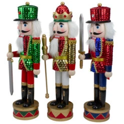 Set Of 3 Red Sequin Jacket Wooden Christmas Nutcrackers 14.25" 8 Set Of 3 Red Sequin Jacket Wooden Christmas Nutcrackers 14.25" -Christmas Decor Sale nutcrackerfactory 97166 3updated 47487.1665610430
