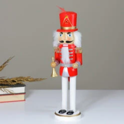Northlight 14" Red And White Wooden Christmas Nutcracker With Horn -Christmas Decor Sale nutcrackerfactory 97187 3 82054.1665519667